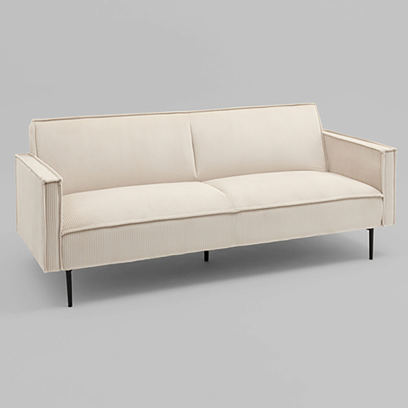 Диван современный вельветовый прямой Worcester Молочный Молочный Черный в Екатеринбурге | Loft Concept 