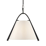 Подвесной светильник в форме конуса с белым тканевым абажуром и чёрным каркасом Stylish Solution варинант исполнения - 1 | Loft Concept в Екатеринбурге