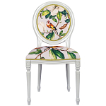 Стул светло-серый из натурального бука с изображением птицы в саду Blooming Colored Birds варинант исполнения - 1 | Loft Concept в Екатеринбурге