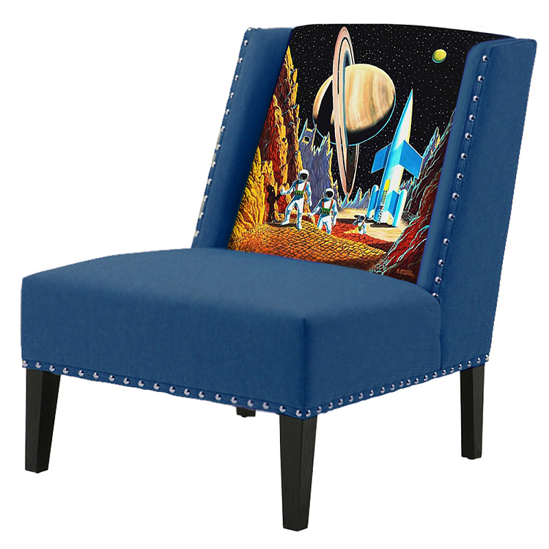 FUN Armchair Retro Futurism Dark blue Дизайнерское кресло с цветным принтом Сапфирово-синий в Екатеринбурге | Loft Concept 